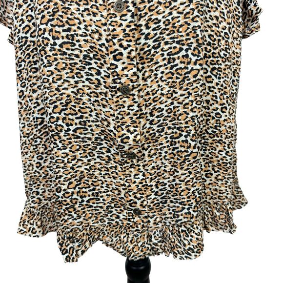 Umgee Leopard Print Bell Sleeve Button Front Collared Shirt Dress w POCKETS - Picture 7 of 9